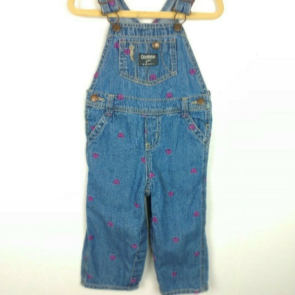 Osh Kosh Denim Overalls Embroidered Butterflies